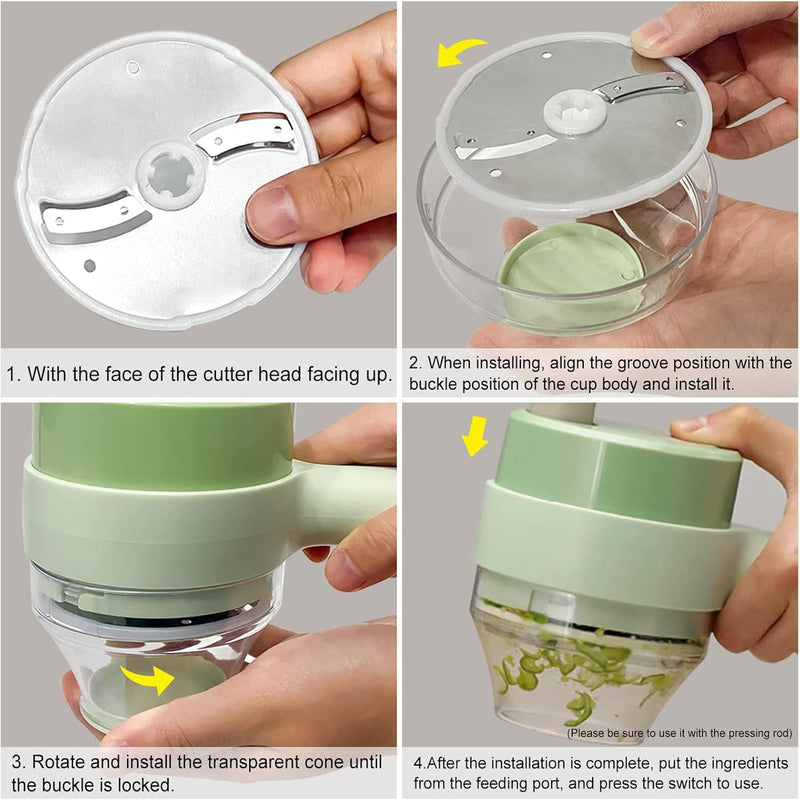 Wireless Mini Electric Chopper – USB Rechargeable Food Processor for Garlic, Onion, Vegetables & Nuts